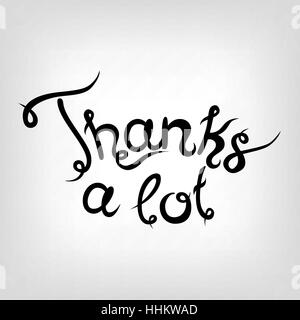 Vektor handgezeichneten niedlich Schriftzug. Vielen Dank. Schwarzen Buchstaben. Stock Vektor