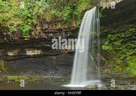 Sgwd Gwladus (Lady Falls) am Fluss Pyrddin, in der Nähe von Pontneddfechan, Brecon Beacons National Park, South Wales Stockfoto