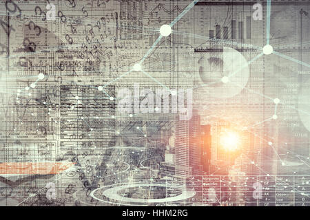Hintergrundbild mit Dynamik von Diagrammen und Graphen Stockfoto