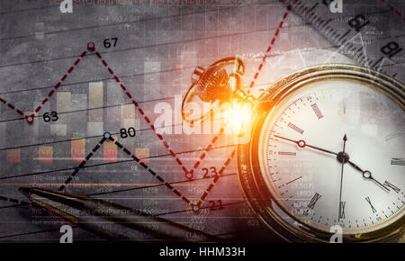 Hintergrundbild mit Dynamik von Diagrammen und Graphen Stockfoto