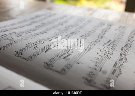Nahaufnahme von Noten Stockfoto