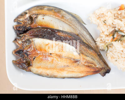 Japanische Küche, gegrillten Fisch auf dem Teller Stockfoto