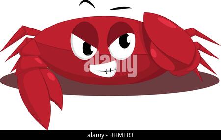 Meer Krabbe Charakter, rote Krabbe Cartoon, Vektor-illustration Stock Vektor
