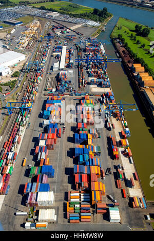 Containerterminal, Containerhafen, Logport I, Rhein, Duisburg, Ruhr district, North Rhine-Westphalia, Deutschland Stockfoto