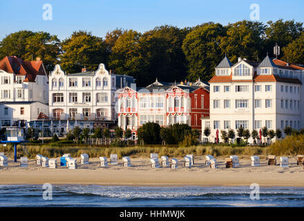 Hotel Germania, Hotel Kaiser Wilhelm und Bansiner Hof, Bäder-Architektur, Bäderarchitektur, Bansin, Usedom Stockfoto