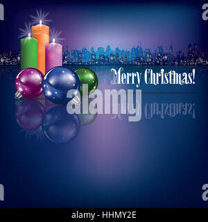 Ort, Stadt, Skyline, Flamme, Flammen, Dekoration, Silhouette, Weihnachten, Stockfoto