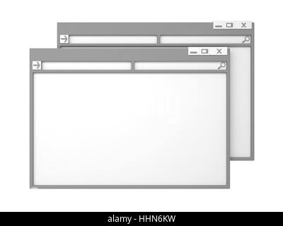 Graue Computerfenster. Isolated on White Background. Stockfoto