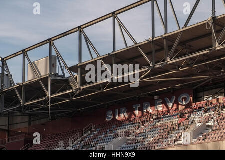 Abbrucharbeiten weiter auf West Ham Boleyn Ground. Stockfoto