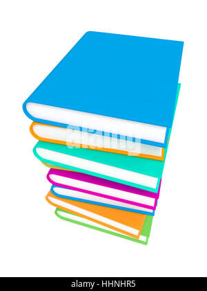 Stapel von bunte Bücher. Isolated on White Background. Stockfoto