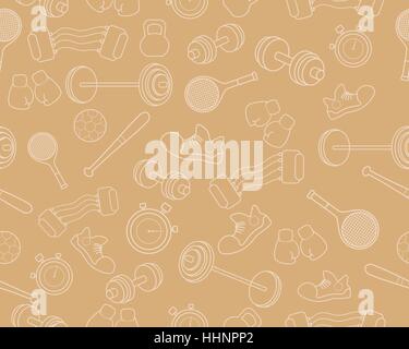 Vektor-Illustration eines nahtlosen Hintergrund mit Sportgeräten Stock Vektor