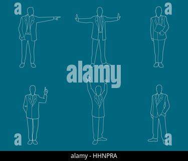 Vektor-Illustration eines Schlaganfalls sechs Geschäftsleute Stock Vektor