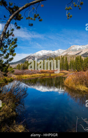 Spiegelbild des Berges im Fluss Stockfoto