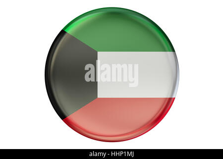 Badge mit Flagge von Kuwait, 3D-Rendering isolierten auf weißen Hintergrund Stockfoto