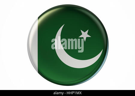 Badge mit Flagge von Pakistan, 3D-Rendering isolierten auf weißen Hintergrund Stockfoto