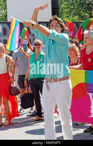 Führer der Liberalen föderativPartei, beteiligt sich Justine Trudeau Montreals-Pride-parade Stockfoto