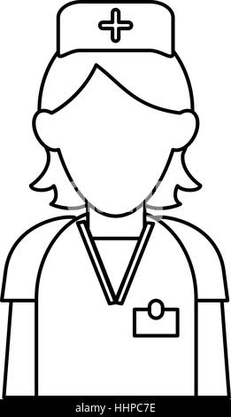 Krankenschwester Personal care Klinik Uniform Hut Kreuz Gliederung Stock Vektor
