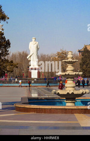 Vorsitzender Mao Statue, Volksplatz, Zhongwei, Provinz Ningxia, China Stockfoto