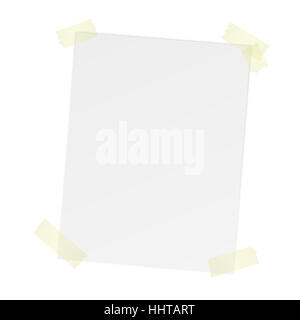 weiße leere Papier mit Klebeband Stockfoto