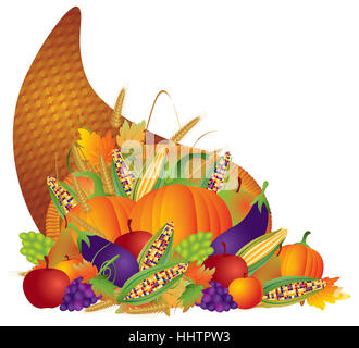Ernte, Fülle, Berufszweig, Gemüse, Füllhorn, Thanksgiving, Herbst, Stockfoto
