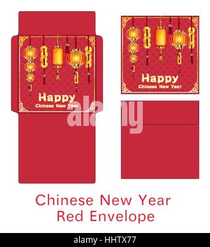 roten chinesischen frohes neues Jahr Umschlag Vektor Stock Vektor
