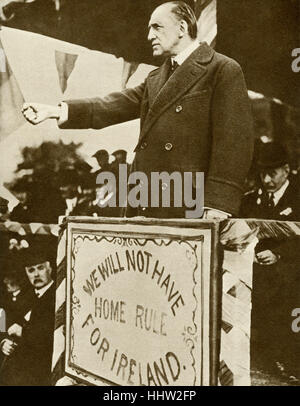 Edward Carson (9. Februar 1854 – 22. Oktober 1935), irischer Gewerkschafter Politiker sprechen in Ulster im Jahre 1912 Stockfoto