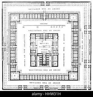 Der Tempel von König Solomon, Mount Zion, alten Jerusalem planen. 19. Jahrhundert-Gravur. Stockfoto