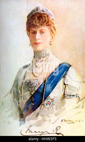 Queen Sie Mary (Mary von Teck), nach Gemälde von John Lavery. Queen Consort, Frau von König George V. 26 Mai 1867 – 24. März 1953. Stockfoto