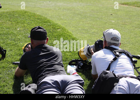 Rancho Mirage, Kalifornien - 04 April, 2015: Fotografen im Ana Inspiration-Turnier auf der LPGA Tour, April 04, 2015 an der Mission Hills Co Stockfoto