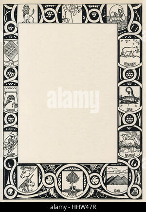 Ephraim Moses Lilien Surround / dekorative Bordüre zeigt die Symbole der 12 Stämme Israels.  b. 1874 (Galizien) – d.1925 Stockfoto