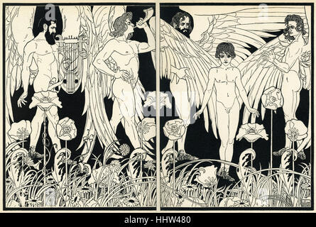 Ephraim Moses Lilien Illustrationfor sterben Erschaffung des Menschen / die Schöpfung des Menschen.  Zeigt rund um Adam (ein Engel Stockfoto