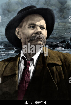 Alexei Maximovich / Maxim Gorky - Porträt des russischen Schriftstellers. Gorki. 28. März 1868 - 14. Juni 1936. Gemalt von Isaac Stockfoto