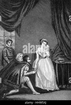 Lady Jane Grey sinkt die Krone nach dem Tod des 15-Year-Old King Edward VI im Jahre 1553. Eduards katholischen Halbschwester Mary war mutmaßlichen Erben, aber Edward, die Nachfolge auf (nicht Existent) männlichen Nachkommen beschränkt und seine protestantische Cousine Jane Grey als Nachfolger benannt. Stockfoto