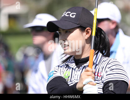 Rancho Mirage, Kalifornien - 04 April, 2015: Moriya Jutanugarn von Thailand im Ana Inspiration-Turnier auf der LPGA Tour, 04 April, 2015 Stockfoto