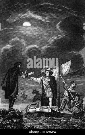 Jakob II. (1633 – 1701) war König von England und Irland und König von Schottland als James VII von 6. Februar 1685 bis er in der Glorious Revolution von 1688 abgesetzt wurde. Er war der letzte römisch-katholische Monarch von England, Schottland und Irland. Am 11. Dezember 1688 dankte er effektiv wenn floh er nach Frankreich, angeblich zuerst das große Siegel des Königreichs in die Themse zu werfen. Stockfoto