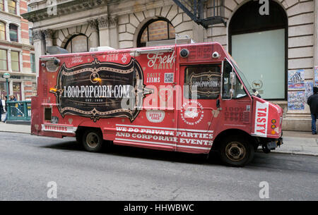 Eine 1-800-Popcorn.com. LKW Verkauf von Popcorn auf Prince Street off-Broadway im Abschnitt Soho in Manhattan, New York City Stockfoto