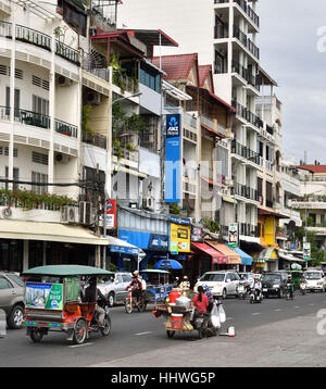 Phnom Penh ist die pulsierende Hauptstadt des Königreichs Kambodscha. (Befindet sich auf dem Mekong River) Stockfoto