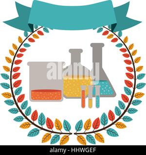 bunte Oliven Krone mit Band und Labor Reagenzglas-Vektor-illustration Stock Vektor