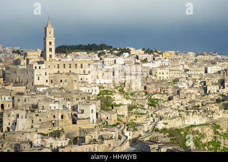 Sassi di Matera, Blick auf Altstadt und Altstadt, Basilikata, Italien Stockfoto