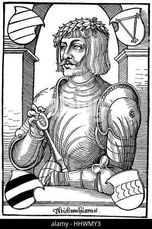 Faksimile von Ulrich von Hutten, 1488-1523, war ein deutscher Renaissance-Humanist, nennt man auch die erste Reichsritter, Geschichtsbild oder Illustration, veröffentlicht 1890, digital verbessert Stockfoto