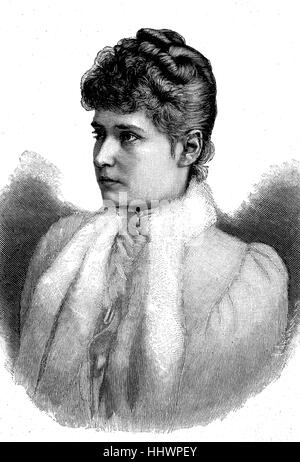 Prinzessin Alix von Hessen und Rhein, war sie eine Enkelin von Königin Victoria von Großbritannien, später sie Alexandra Feodorovna, Kaiserin von Russland als Ehegatte von Nicholas II., der letzte Herrscher des russischen Reiches, Geschichtsbild oder Abbildung veröffentlicht 1890, digital verbessert war Stockfoto