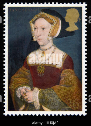 Briefmarke. Great Britain. Königin Elizabeth II. 1997. 450.. Todestag von König Heinrich VIII. Jane Seymour. Stockfoto