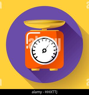 Küchenwaage zum Wiegen von Lebensmitteln flache Symbol Stock Vektor
