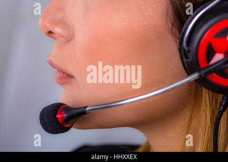 Call-Center, Telefonist, Telefon. Stockfoto