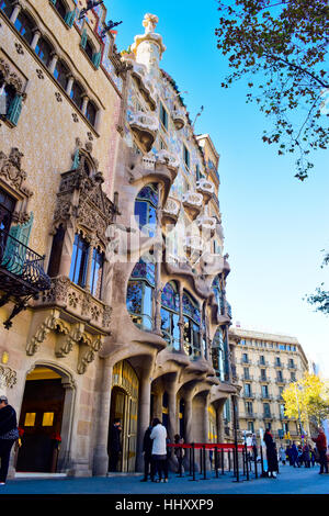 Casa Batllo vom Architekten Antoni Gaudi. UNESCO-Weltkulturerbe, Barcelona, Katalonien, Spanien Stockfoto