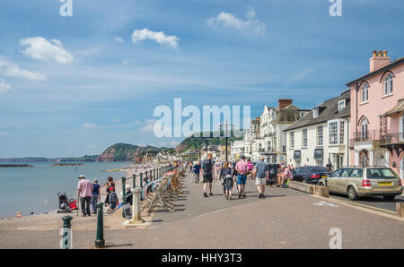 Großbritannien, Südwest-England, East Devon, Sidmouth, Blick auf die Promenade und Strand vor Stockfoto
