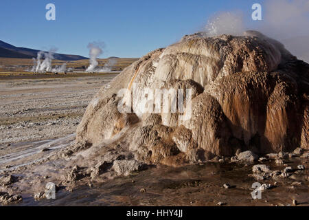 Sprudelnde, dampfende Geysire in del Tatio Geysire, Atacama-Wüste, Chile Norte Grande Stockfoto