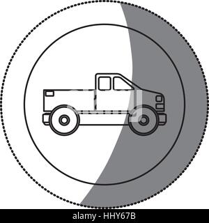 Silhouette runden Aufkleber mit van-Vektor-illustration Stock Vektor