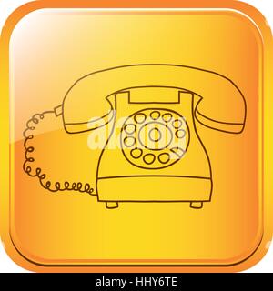 Quadrat-Taste mit antiken Telefonsymbol Silhouette. Vektor-illustration Stock Vektor