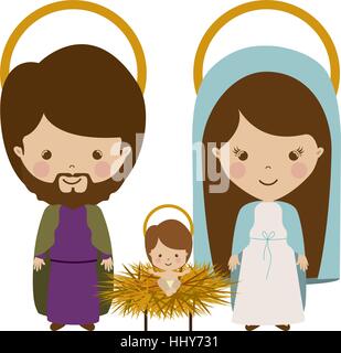 Heilige Familie mit baby-Jesus-Cartoon-Vektor-illustration Stock Vektor