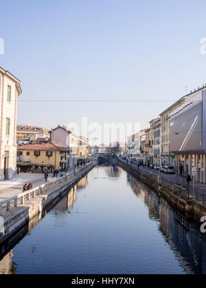 Milano, Navigli Gegend im Winter. Stockfoto